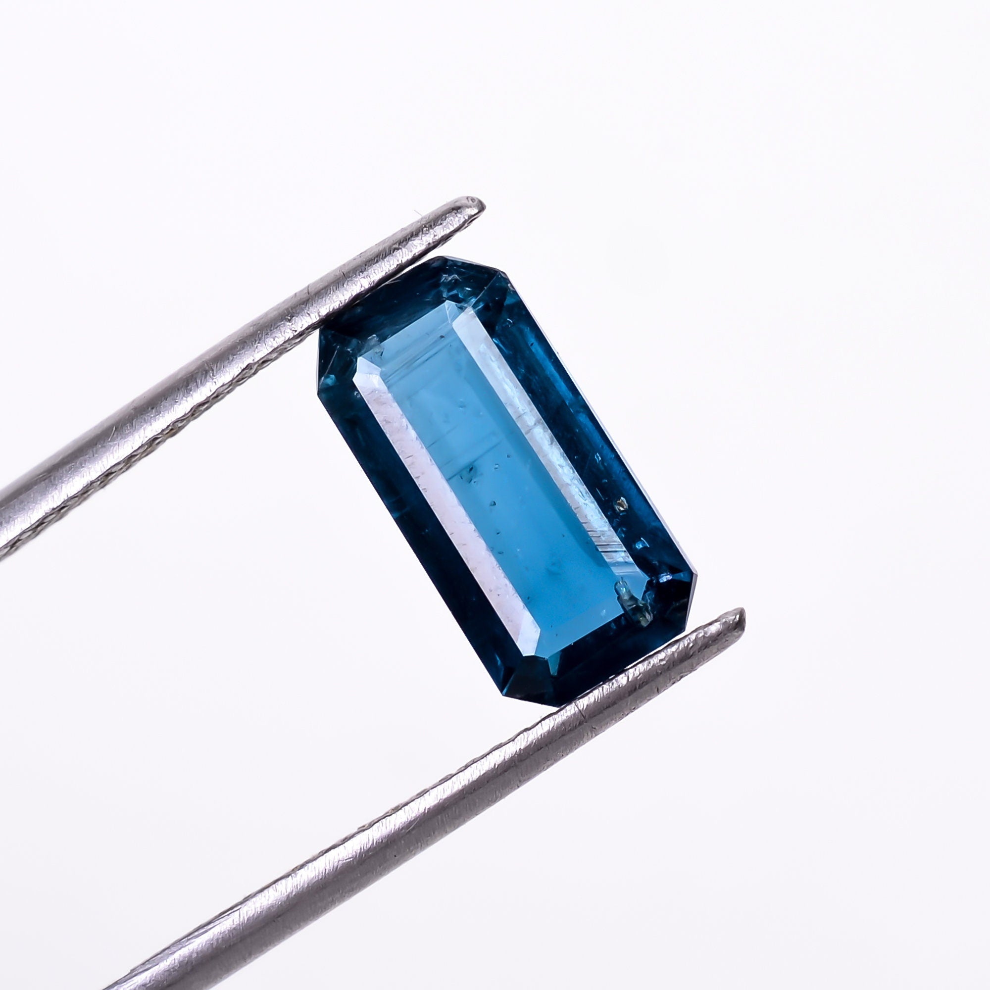 natural dark blue kyanite radiant shape cut stone loose gemstone